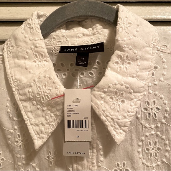 NWT - Lane Bryant Eyelet Embroidered Top, Sz 16 - Picture 2 of 5